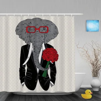 Mr.Elephant Groom Shower Cutains Cute Animals Wedding Bathroom Shower Curtains For Couple Polyester Waterproof Fabric With Hooks
Mr.Elephant Groom Shower Cutains Cute Animals Wedding Bathroom Shower Curtains For Couple Polyester Waterproof Fabric With Hooks