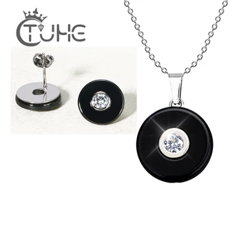 2019 New Fashion Big Carat Crystal Ceramic Jewelry Set Black White Healthy Ceramic Stud Earrings Long Pendant Necklace For Women
2019 New Fashion Big Carat Crystal Ceramic Jewelry Set Black White Healthy Ceramic Stud Earrings Long Pendant Necklace For Women