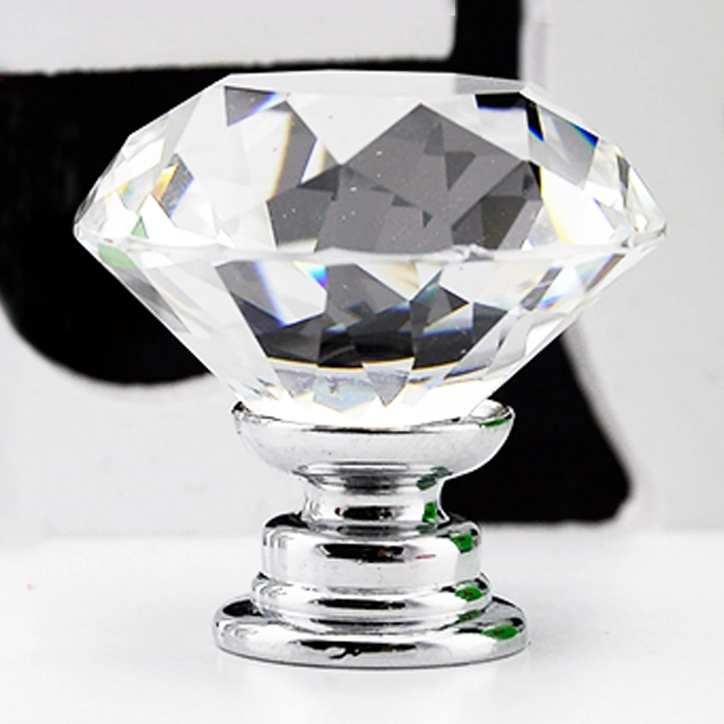 Image Useful 10 Pcs 30mm Diamond Shape Crystal Glass Cabinet Knob