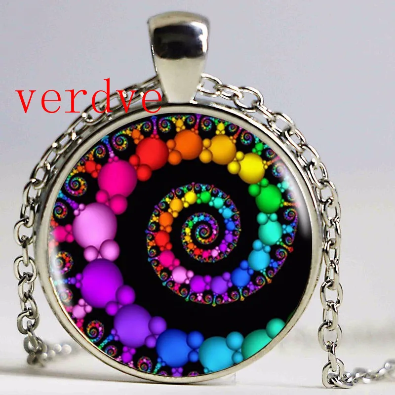 

Spiral Pendant fractal necklaces pendants flourish swirls glass dome necklace sacred geometry art picture jewelry