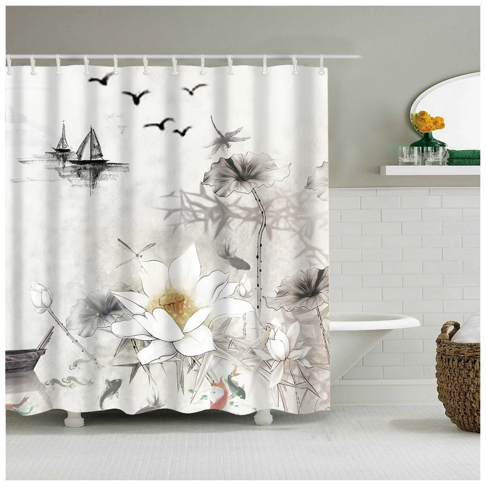 Traditional Chinese Ink Painting Summer Scenery Lotus Are Standing Proudly Peony Bathroom Shower Curtain for Home Bath Accessory
Traditional Chinese Ink Painting Summer Scenery Lotus Are Standing Proudly Peony Bathroom Shower Curtain for Home Bath Accessory
