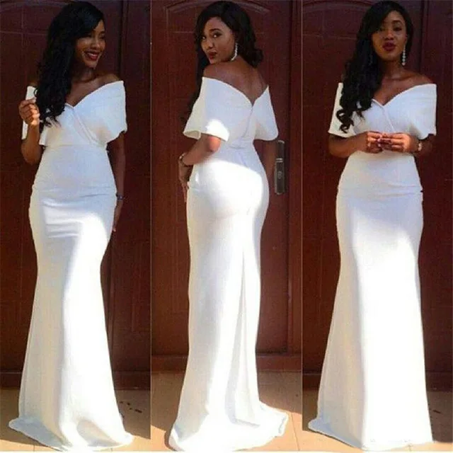 White Mermaid Bridesmaid Dress Elegant Boat Neck Short Sleeve Simple Satin Long Dresses Bridesmaid 2019 Cheap Maid Of Honor Gown
White Mermaid Bridesmaid Dress Elegant Boat Neck Short Sleeve Simple Satin Long Dresses Bridesmaid 2019 Cheap Maid Of Honor Gown