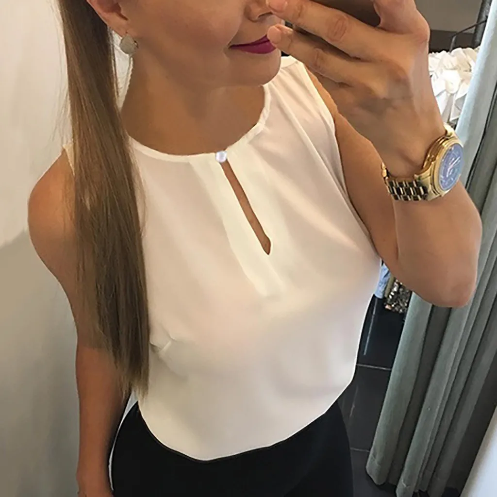 Women's Blouse Blusas Femininas Solid O-neck Sleeveless Tank Top Casual Shirt Vest Blouse Chemisier Femme Womens Tops And Blouse
Women's Blouse Blusas Femininas Solid O-neck Sleeveless Tank Top Casual Shirt Vest Blouse Chemisier Femme Womens Tops And Blouse