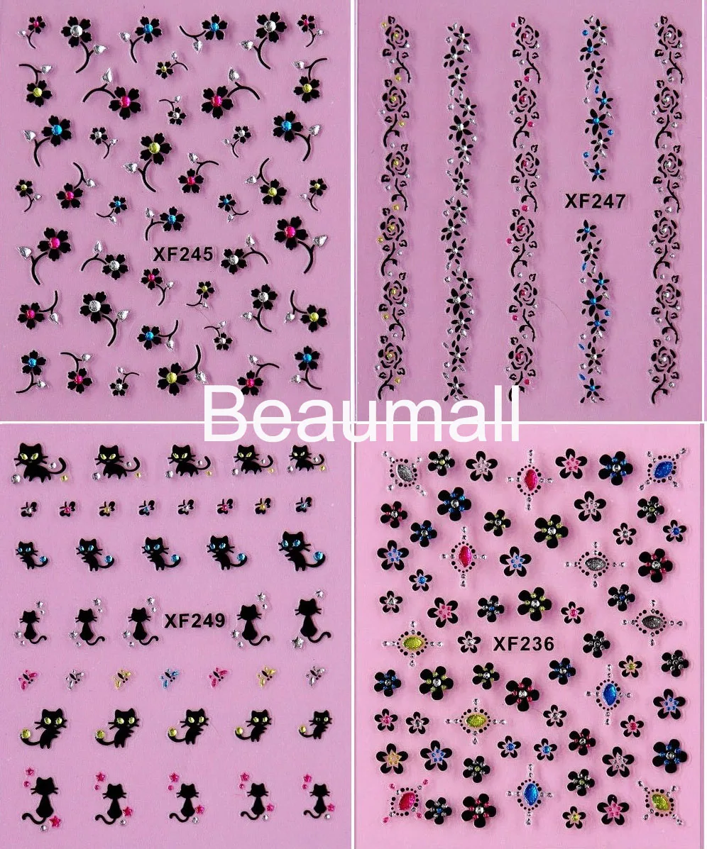 Elegant Black 3D Designs With Colorful Diamonds Nail Decals Back Glue Nail Stickers For Nail Tips Beauty DIY
Elegant Black 3D Designs With Colorful Diamonds Nail Decals Back Glue Nail Stickers For Nail Tips Beauty DIY
