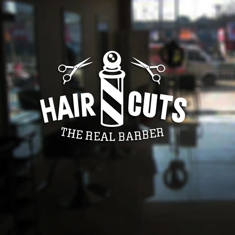Hair Cuts Man Barber Shop Sticker Name Chop Bread Decal Haircut Posters Vinyl Wall Art Decals Decor Windows Decoration Mural