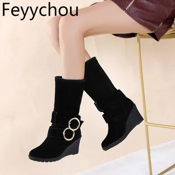 Women Boots Autumn Winter High Heel Warm Flock Round Toe Slip on Mid Calf Snow Boots 2018 New Sexy Fashion Casual Black Brown
Women Boots Autumn Winter High Heel Warm Flock Round Toe Slip on Mid Calf Snow Boots 2018 New Sexy Fashion Casual Black Brown