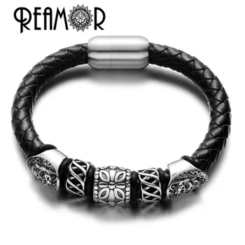 REAMOR Fashion Men Bangles 316l Stainless steel Skull Mask & Flower Beads Bracelets Genuine Braided Leather Charm Bracelet
REAMOR Fashion Men Bangles 316l Stainless steel Skull Mask & Flower Beads Bracelets Genuine Braided Leather Charm Bracelet