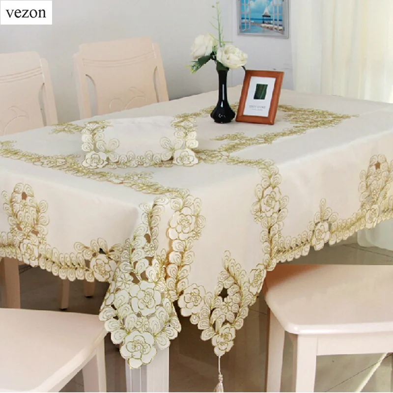 vezon New Hot Elegant Polyester Embroidery Floral Tablecloth Solid Color Gold Embroidered Table Towel Cloth Grey Cover Overlay
vezon New Hot Elegant Polyester Embroidery Floral Tablecloth Solid Color Gold Embroidered Table Towel Cloth Grey Cover Overlay