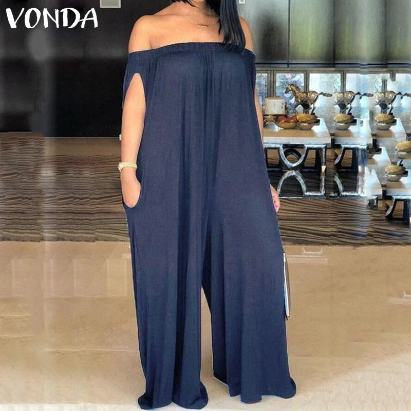 Plus Size Rompers Womens Jumpsuit VONDA 2019 Denim Wide Leg Pants Sexy Off The Shoulder Playsuits Vintage Casual Loose Overalls
Plus Size Rompers Womens Jumpsuit VONDA 2019 Denim Wide Leg Pants Sexy Off The Shoulder Playsuits Vintage Casual Loose Overalls