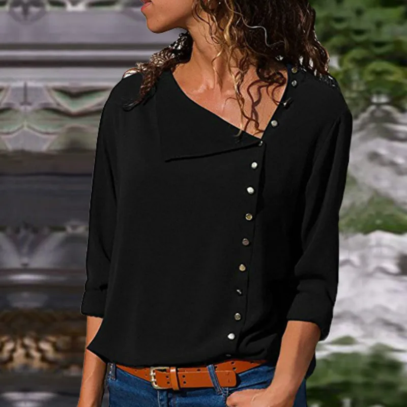 Chiffon Blouse 2019 Fashion Long Sleeve Women Blouses and Tops Skew Collar Solid Office Shirt Casual Tops Blusas Chemise Femme
Chiffon Blouse 2019 Fashion Long Sleeve Women Blouses and Tops Skew Collar Solid Office Shirt Casual Tops Blusas Chemise Femme