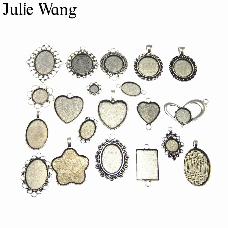 Julie Wang 20 pcs Anqitue Silver Pattern alloy cameo cabochon base setting for charm photo pendants Jewelry making accessory
Julie Wang 20 pcs Anqitue Silver Pattern alloy cameo cabochon base setting for charm photo pendants Jewelry making accessory