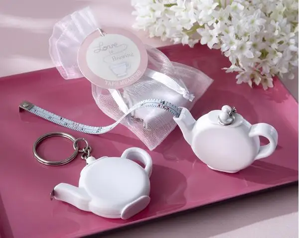 500pcs/LOT+ Cheap Wedding Party Giveaway Gift White Teapot Measuring Tape Keychain Mini Portable Measure Tapes+FREE SHIPPING | Дом и сад