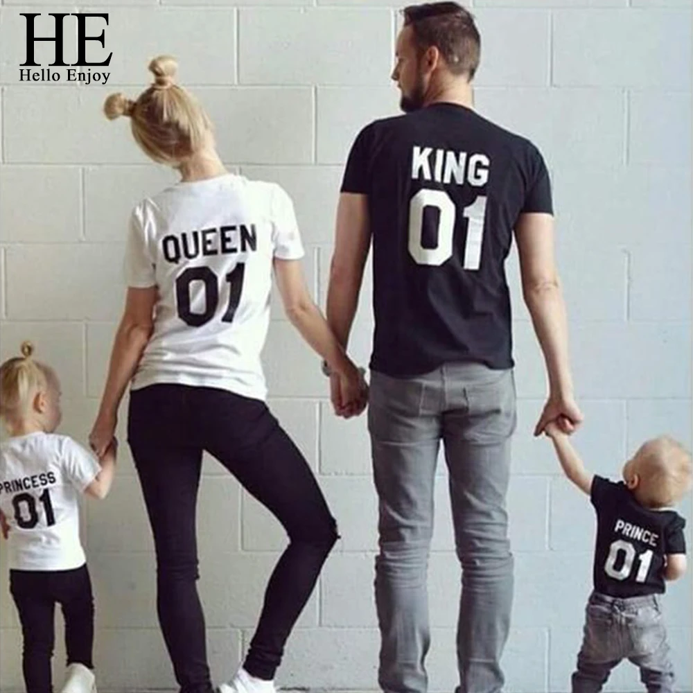 HE Hello Enjoy Family Matching Outfits Look Father Son Mother Daughter T-shirt Print King Queen Tops Tees Kids Girl Boys Clothes
HE Hello Enjoy Family Matching Outfits Look Father Son Mother Daughter T-shirt Print King Queen Tops Tees Kids Girl Boys Clothes