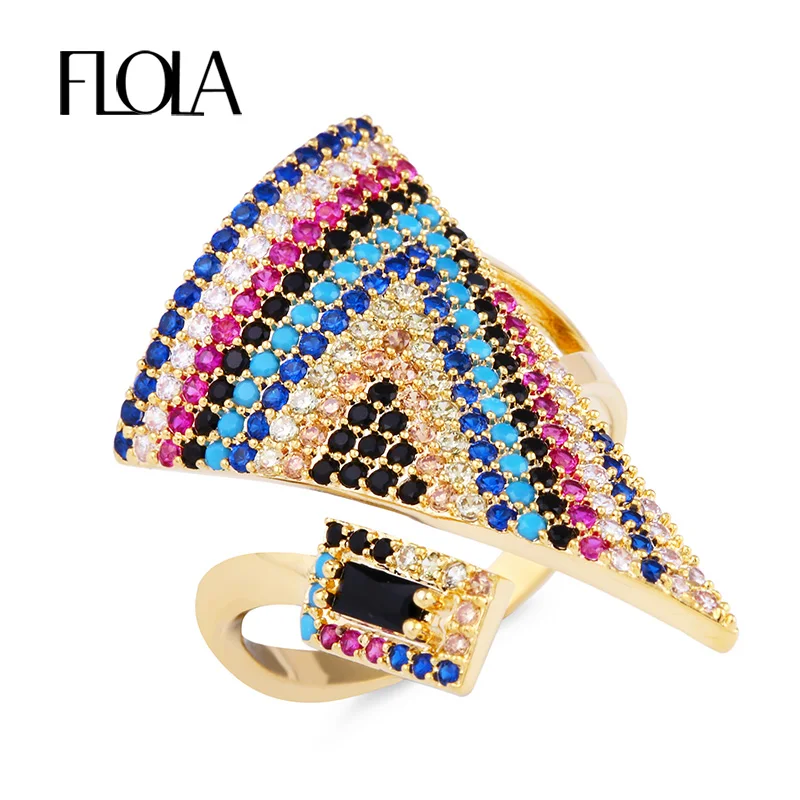 FLOLA Quality Turkish Gold Pave AAA CZ Stone Ring Geometric Triangle Open Adjust Finger Ring Women Ethnic Jewelry Gift rige80
FLOLA Quality Turkish Gold Pave AAA CZ Stone Ring Geometric Triangle Open Adjust Finger Ring Women Ethnic Jewelry Gift rige80