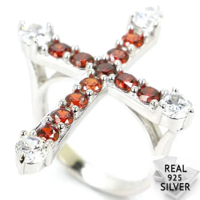 5.1g Real 925 Solid Sterling Silver Cross Mozambique Garnet CZ Woman's Rings US sz 7.25# 34x26mm
5.1g Real 925 Solid Sterling Silver Cross Mozambique Garnet CZ Woman's Rings US sz 7.25# 34x26mm