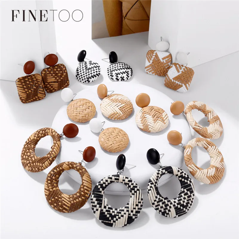 Handmade Bohemian Wooden Rattan Wicker Straw Drop Earrings for Women Vintage Bamboo Wicker Statement Earrings
Handmade Bohemian Wooden Rattan Wicker Straw Drop Earrings for Women Vintage Bamboo Wicker Statement Earrings