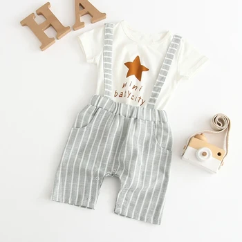 Summer Baby Boys Short Sleeve Letter Print Tops T-shirt Strap Striped Shorts Toddler Casual Outfits Sets
Summer Baby Boys Short Sleeve Letter Print Tops T-shirt Strap Striped Shorts Toddler Casual Outfits Sets