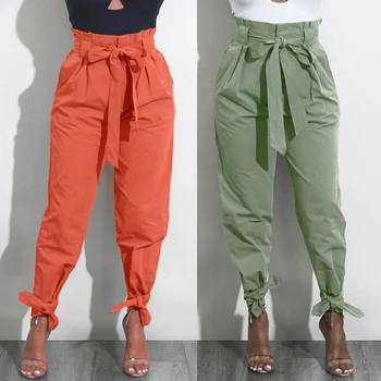 Women High Waist Harem Pants Bow Tie Drawstring Sweet Elastic Waist Casual Trousers Pantalones Lady Ankle-length Capris Trouser
Women High Waist Harem Pants Bow Tie Drawstring Sweet Elastic Waist Casual Trousers Pantalones Lady Ankle-length Capris Trouser