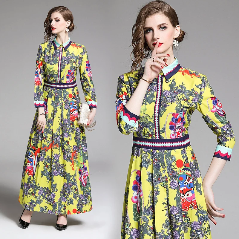 2019 Spring Summer Fall Runway Floral Print Collar Long Sleeve Empire Waist Women Ladies' Party Casual A-Line Maxi Beach Dress
2019 Spring Summer Fall Runway Floral Print Collar Long Sleeve Empire Waist Women Ladies' Party Casual A-Line Maxi Beach Dress