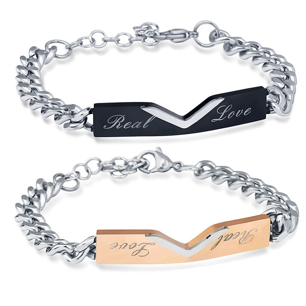 New Fashion Men Women Stainless Steel Bracelet Simple Luxury Real Love Couple Bracelets
New Fashion Men Women Stainless Steel Bracelet Simple Luxury Real Love Couple Bracelets