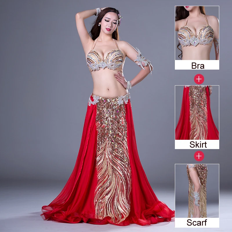 2018New Luxury Belly Dance Suit 3pcs Bra+Skirt+Scarf Women Ballroom Dance Clothes Kids Stage Dance Set M,L
2018New Luxury Belly Dance Suit 3pcs Bra+Skirt+Scarf Women Ballroom Dance Clothes Kids Stage Dance Set M,L