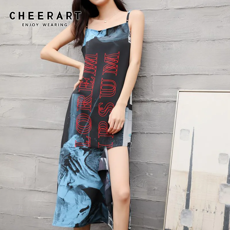Cheerart Spaghetti Strap Dress Summer Vintage Long Midi Split Print Cutout Designer Dress Women Fashion Clothes
Cheerart Spaghetti Strap Dress Summer Vintage Long Midi Split Print Cutout Designer Dress Women Fashion Clothes