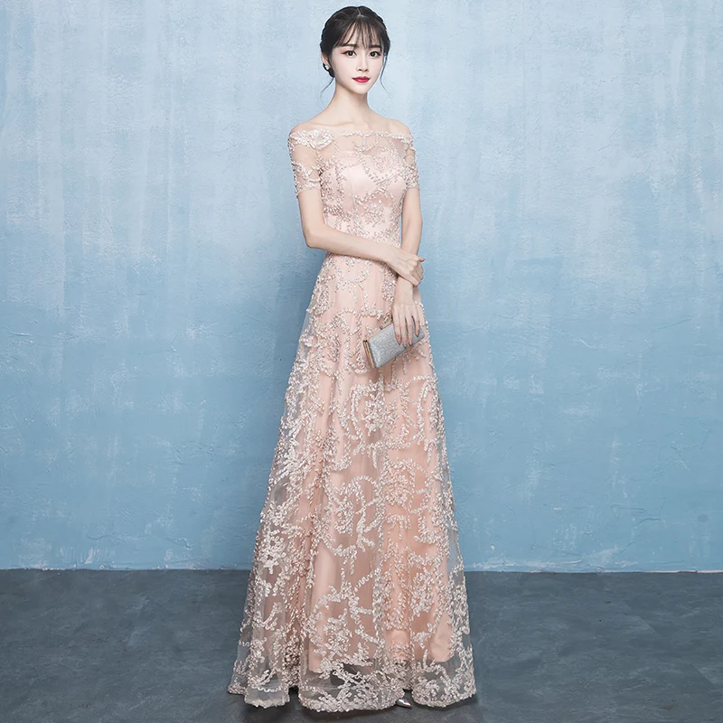 Elegant Long Party Dress Off the Shoulfer Lace Embroidery Prom Formal Dress Evening 2018 New Lace up A-line Banquet Gowns G207
Elegant Long Party Dress Off the Shoulfer Lace Embroidery Prom Formal Dress Evening 2018 New Lace up A-line Banquet Gowns G207