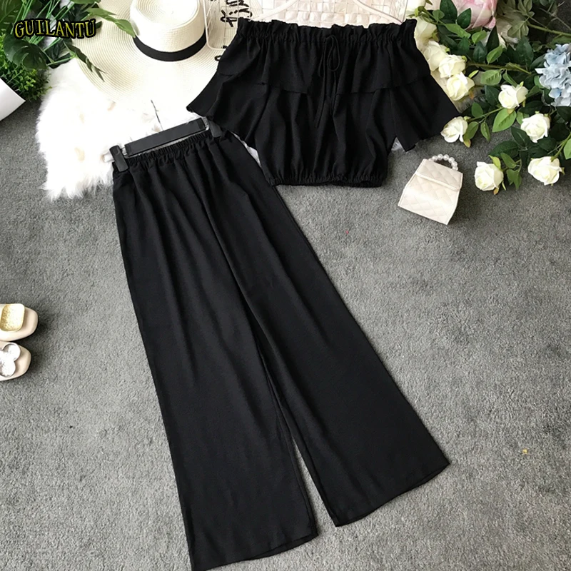 2019 Summer Women Two Piece Set And Pants 2 Piece Suiit Clothing Slash Neck Short Sleeve Strapless Sexy Crop Top Female Outfits
2019 Summer Women Two Piece Set And Pants 2 Piece Suiit Clothing Slash Neck Short Sleeve Strapless Sexy Crop Top Female Outfits