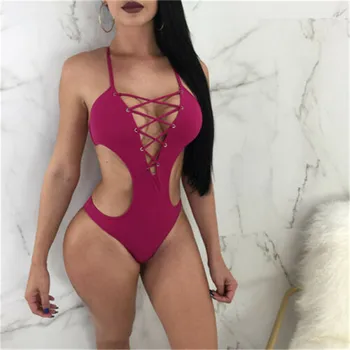 Women Summer Bandage Hollow Backless Bodysuits Sexy Skinny Sling Halter Swimwear Bathing Beach Style Bikini Beachwear Jumpsuits
Women Summer Bandage Hollow Backless Bodysuits Sexy Skinny Sling Halter Swimwear Bathing Beach Style Bikini Beachwear Jumpsuits
