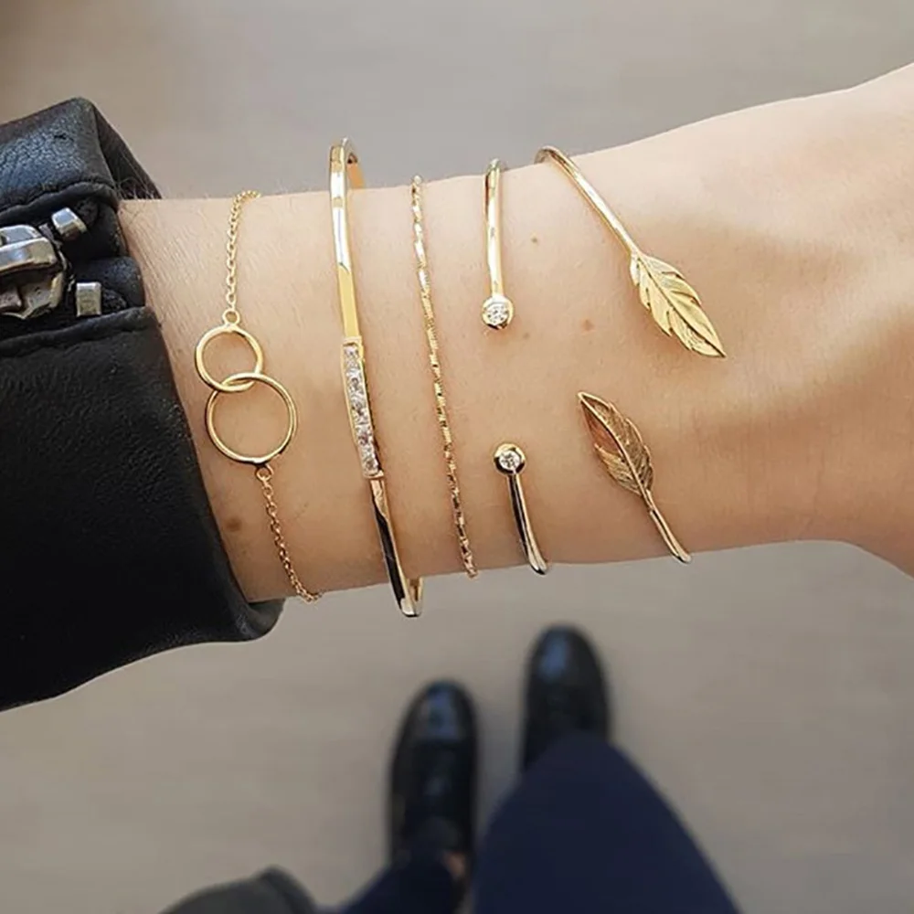 HuaTang Trendy Gold Crystal Leaf Bangle Open Bracelet for Woman Adjustable Bangle Bracelet Set Pulseira Jewelry F12409
HuaTang Trendy Gold Crystal Leaf Bangle Open Bracelet for Woman Adjustable Bangle Bracelet Set Pulseira Jewelry F12409
