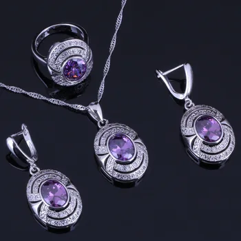 Gallant Oval Egg Purple Cubic Zirconia White CZ Silver Plated Jewelry Sets Earrings Pendant Chain Ring V0273
Gallant Oval Egg Purple Cubic Zirconia White CZ Silver Plated Jewelry Sets Earrings Pendant Chain Ring V0273