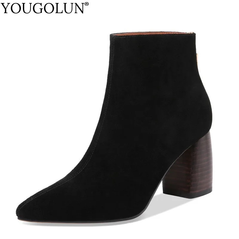 Genuine Suede High Heel Ankle Boots Women Autumn Ladies Zipper Shoes A225 Woman Black Nude Army Green Yellow Pointed Toe Boots
Genuine Suede High Heel Ankle Boots Women Autumn Ladies Zipper Shoes A225 Woman Black Nude Army Green Yellow Pointed Toe Boots