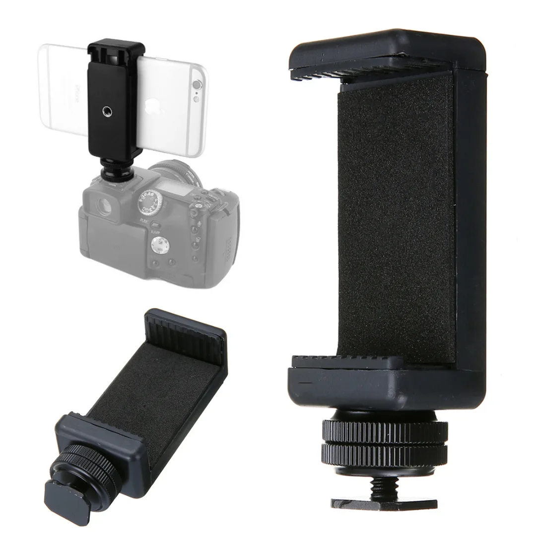 Mayitr 1pc Hot Shoe Adapter Mount Black High Quality 58 to 88mm Phone Clip Holder + Hot Shoe Adapter For DSLR Camera