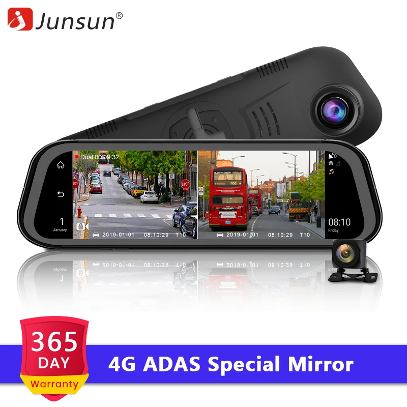 

Junsun New Special Stream Media Car Rearview Mirror Dash Cam FHD 1080P Dual Lens 10" Touch DVR Camera with ADAS Android GPS Navi