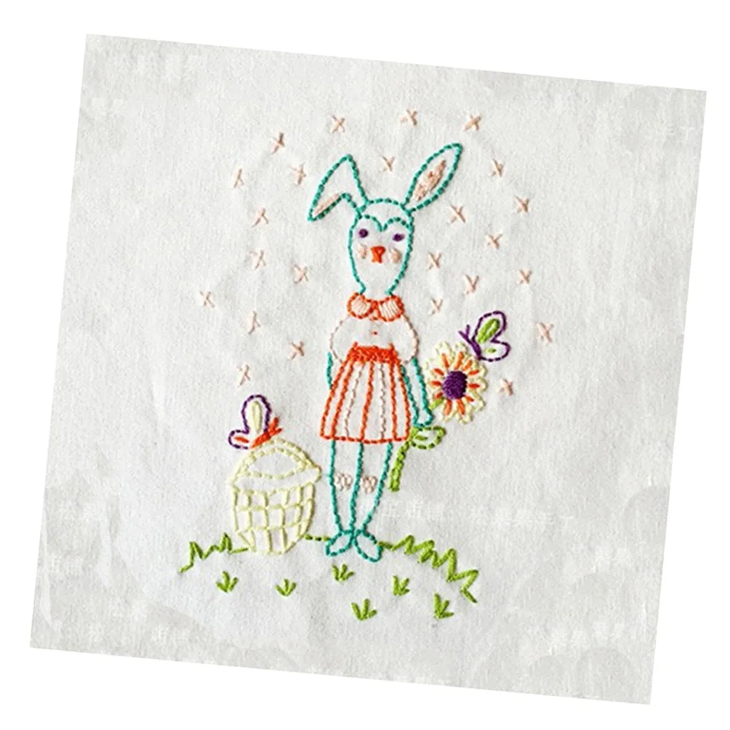 Embroidery Kit, Cartoon Hand Embroidery Cross Stitch Starter Needlepoint Crafts Kit with Cloth,Threads and Tools for Home Decor