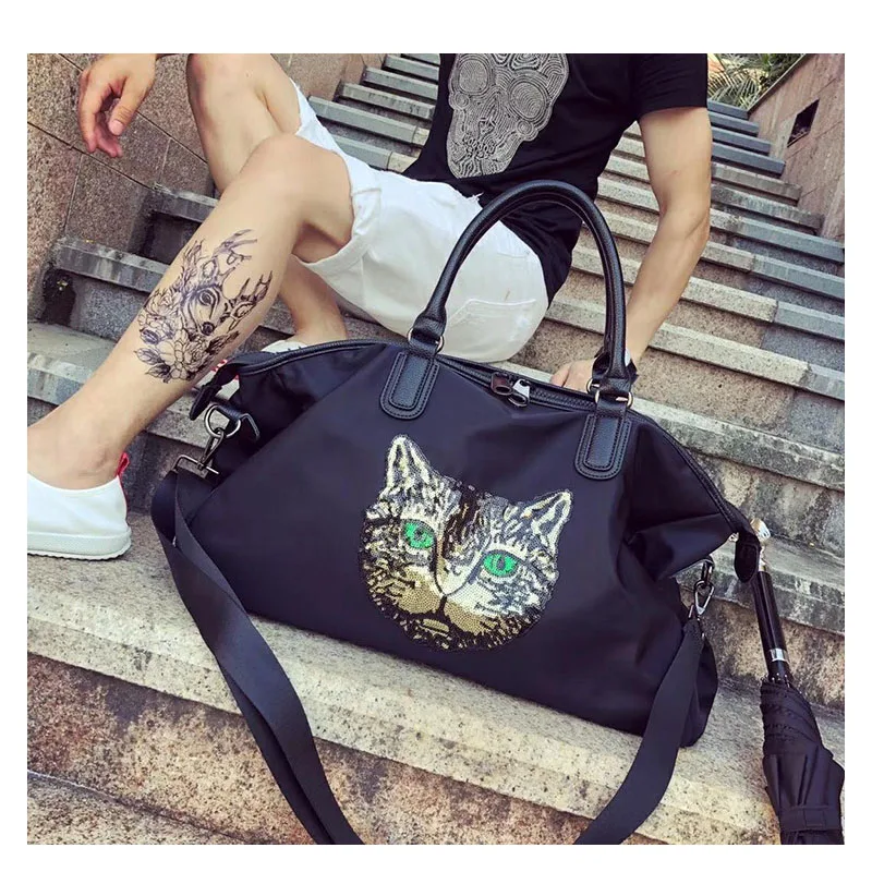 Women's new waterproof Oxford cloth handbags Korean version of the short-distance large capacity cat pattern travel bags 
Women's new waterproof Oxford cloth handbags Korean version of the short-distance large capacity cat pattern travel bags