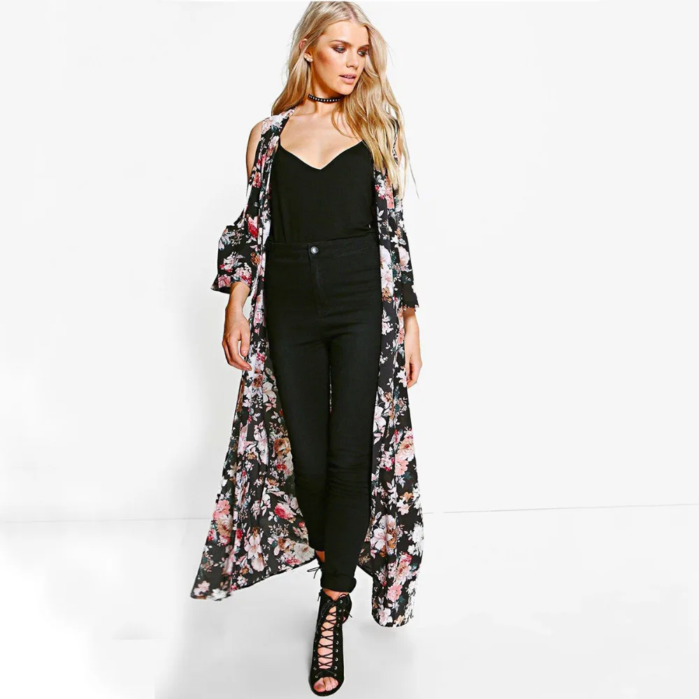 Women Casual Vintage Kimono Cardigan Ladies Summer Long off-the-shoulder Chiffon Kimono preto Loose floral printed Blouse
Women Casual Vintage Kimono Cardigan Ladies Summer Long off-the-shoulder Chiffon Kimono preto Loose floral printed Blouse