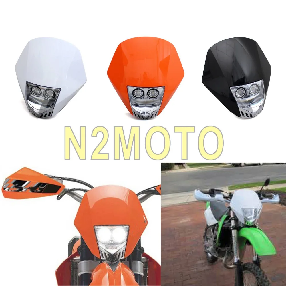 Motorcycle Twin Headlight Dirt Bike LED Head Lamp for KTM Kawasaki Yamaha Black Orange White Front Light Fairing Mask
Motorcycle Twin Headlight Dirt Bike LED Head Lamp for KTM Kawasaki Yamaha Black Orange White Front Light Fairing Mask