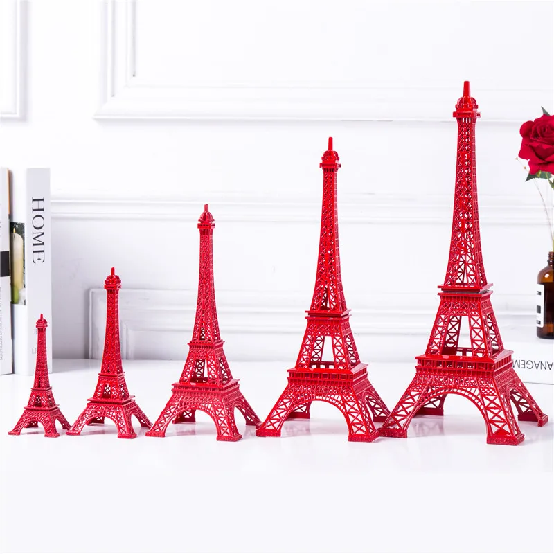 

Cake Topper Eiffel Tower Decor Five Sizes Pure Red Color Tower Non-Ferrous Metal Home Decoration Improvement Gift