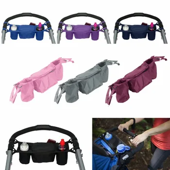 Baby Stroller Organizer hanging Bag Large Capacity storage Bag Hook Baby bottle storage tray Stroller Accessories Travel