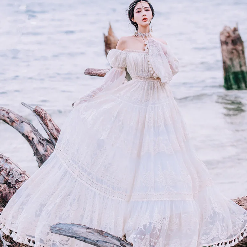 Summer Lace Hollow Out Maxi Dress Evening Party Vintage Lady White Off Shoulder Floor-length Tunic Tassel Dress for Women 2019
Summer Lace Hollow Out Maxi Dress Evening Party Vintage Lady White Off Shoulder Floor-length Tunic Tassel Dress for Women 2019