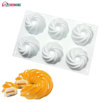 SHENHONG 6 Holes Silicone Spiral Mousse Mold For Baking Cake Dessert Fondant Mould Chocolates Moule Pastry Pan Bakeware
SHENHONG 6 Holes Silicone Spiral Mousse Mold For Baking Cake Dessert Fondant Mould Chocolates Moule Pastry Pan Bakeware