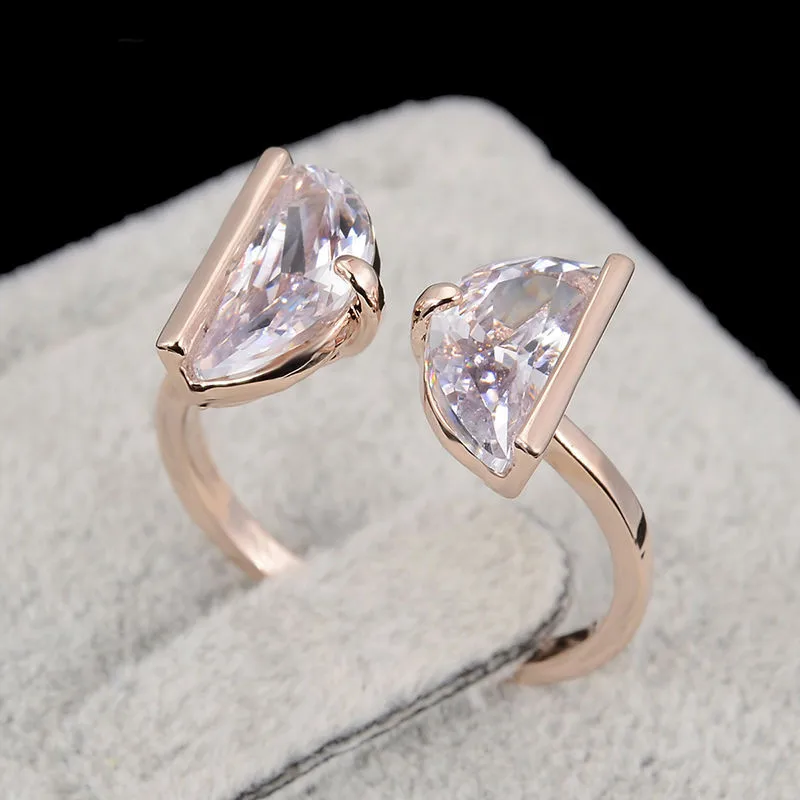 Luxury Rose Gold Color Double Austrian Crystal Rings Cute Bow Opening Adjustable Female Rings for Women Brand Jewelry Gift
Luxury Rose Gold Color Double Austrian Crystal Rings Cute Bow Opening Adjustable Female Rings for Women Brand Jewelry Gift