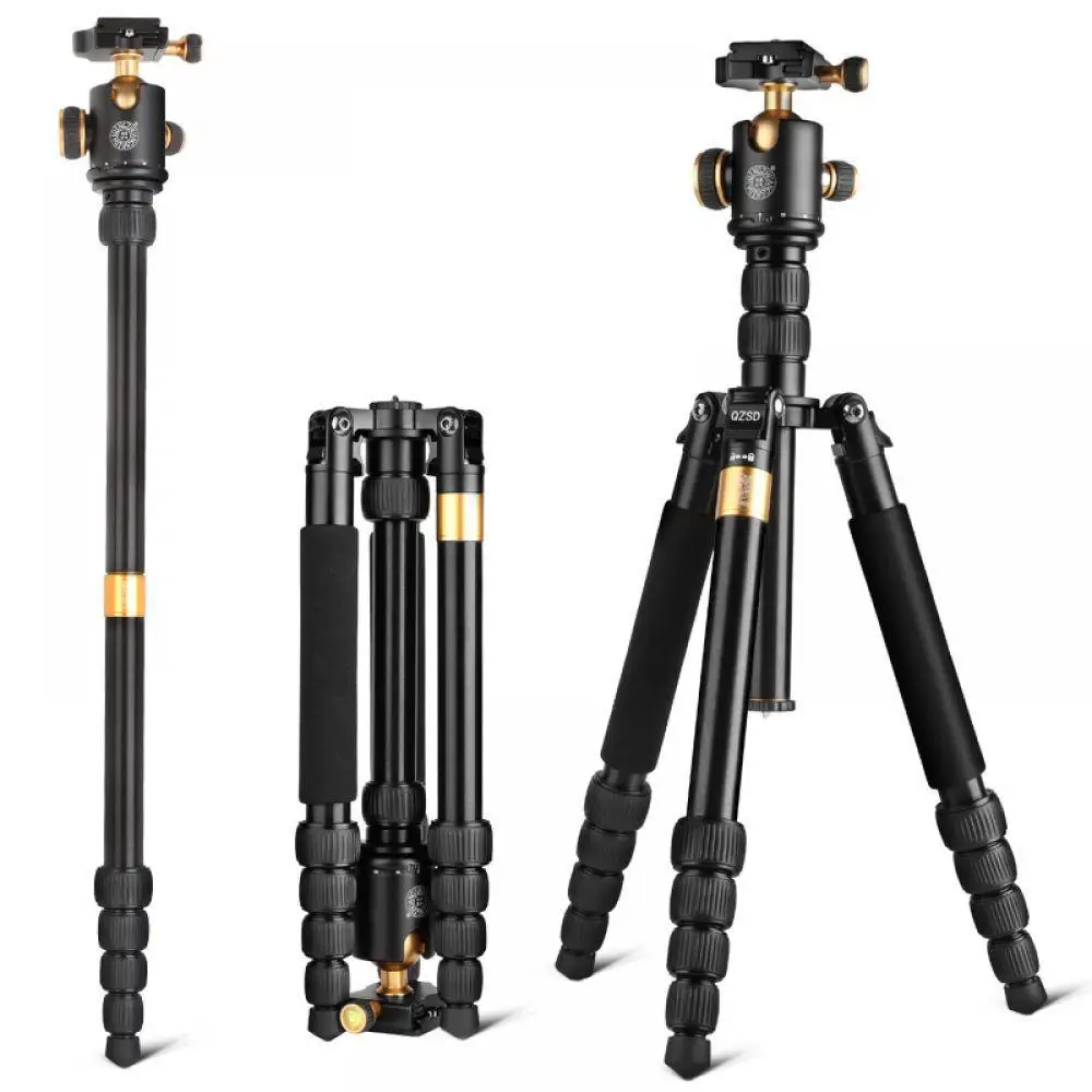 

2018 Hot QZSD Q668 Camera Tripod 61 Inch Aluminum Compact Tripod with Ball Head Quick 1/4 Release Plate DSLR Tripod Monopod