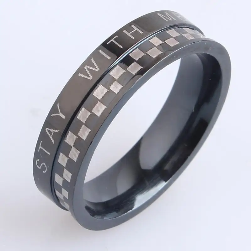 6mm black grid STAY WITH ME 316L Stainless Steel finger rings for men wmen wholesale
6mm black grid STAY WITH ME 316L Stainless Steel finger rings for men wmen wholesale
