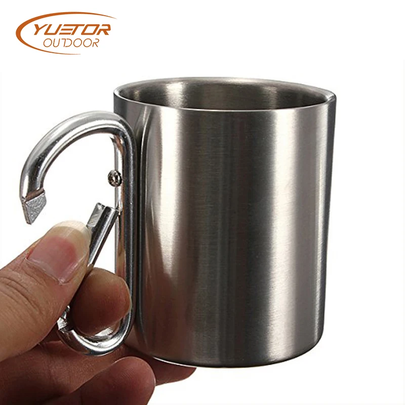 YUETOR OUTDOOR 280ML 201 Stainless Steel Camping Traveling Outdoor Double Wall Mug With Carabiner Hook Handle Travel Tumbler Cup
YUETOR OUTDOOR 280ML 201 Stainless Steel Camping Traveling Outdoor Double Wall Mug With Carabiner Hook Handle Travel Tumbler Cup