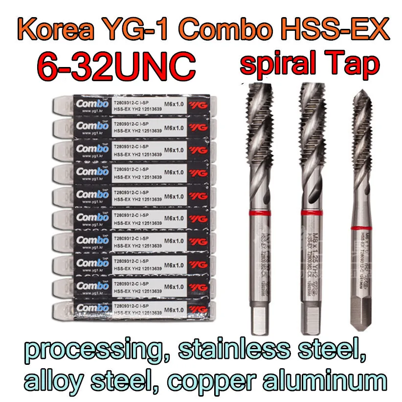 6-32UNC 2pcs/set Korea YG-1 Combo HSS-EX spiral tap processing, stainless steel, alloy steel, copper aluminum etc.
6-32UNC 2pcs/set Korea YG-1 Combo HSS-EX spiral tap processing, stainless steel, alloy steel, copper aluminum etc.