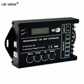 

TC420 /WiFi TC421 time programmable led RGB controller dimmer aquarium lighting timer, DC12-24V input, 5 channels,max 5*4A