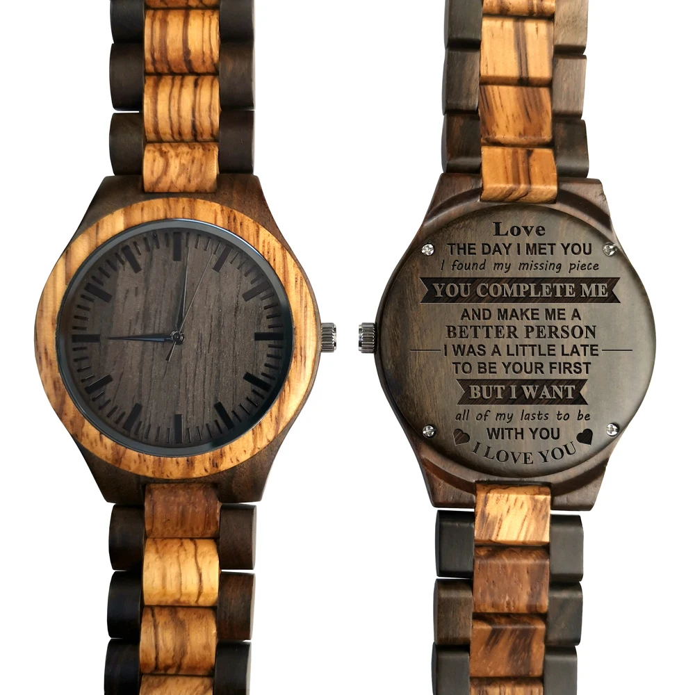 To My Love-You Are The Missing Piece Engraved Wooden Watch Fashion Casual Sports Wood watches Birthday Anniversary Gifts
To My Love-You Are The Missing Piece Engraved Wooden Watch Fashion Casual Sports Wood watches Birthday Anniversary Gifts