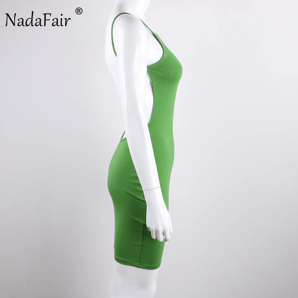 Nadafair 95% Cotton Spaghetti Strap Black Sexy Club Backless Bodycon Dress Women Summer Beach Casual Mini Dress 39